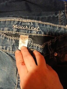 Maurices Women's Dark Blue Denim Jeans with Embroidered Waist